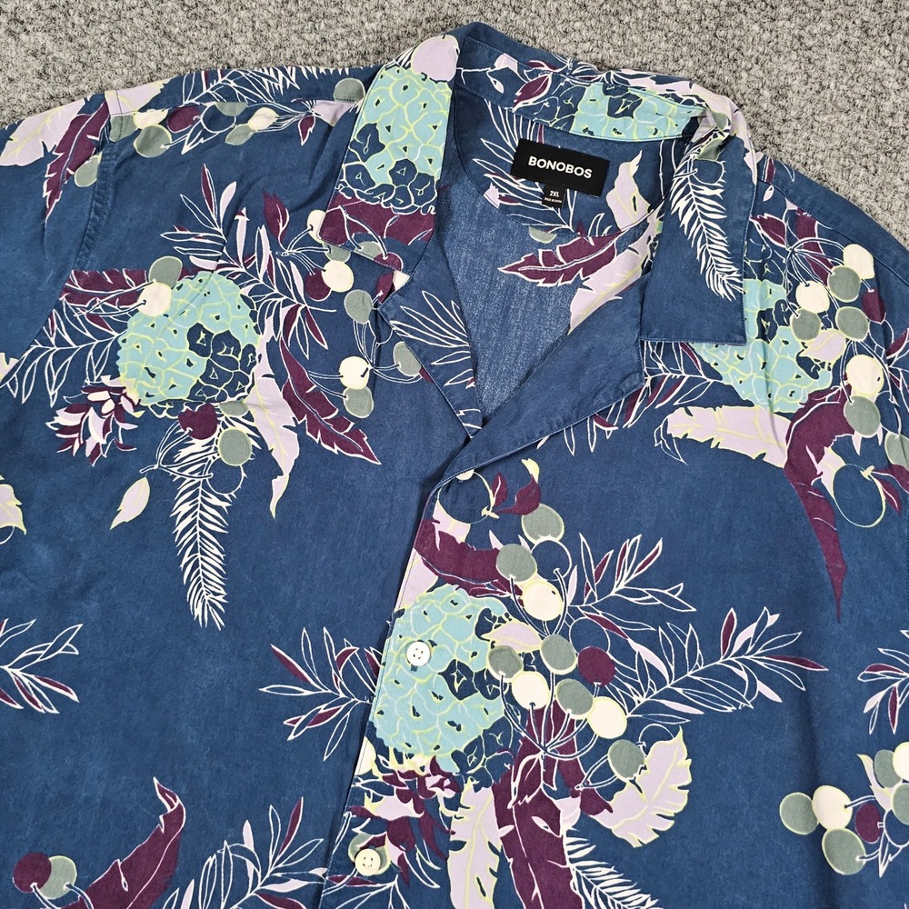 Bonobos 2XL Floral Print Short Sleeve Button Down Shirt Menswear‎ Performance